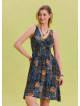 V Neck Robe Blue Ethnic Dress 4513